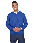 ultraclub 8926 adult long-sleeve microfiber crossover v-neck wind shirt Back Thumbnail