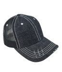 Mega Cap MC6990B Washed Denim Trucker Cap Front Thumbnail