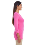 devon & jones dp186w ladies' perfect fit™ y-placket convertible sleeve knit top Side Thumbnail