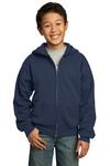 port & company pc90yzh youth core fleece full-zip hooded sweatshirt Front Thumbnail