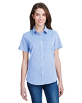 artisan collection by reprime rp321 ladies' microcheck gingham short-sleeve cotton shirt Front Thumbnail