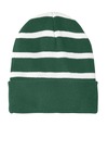 sport-tek stc31 striped beanie with solid band Front Thumbnail