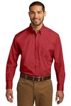 port authority w100 long sleeve carefree poplin shirt Front Thumbnail