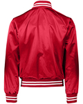 augusta sportswear 3610 satin baseball jacket/striped trim Back Thumbnail