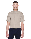 harriton m500s men's easy blend™ short-sleeve twill shirt with stain-release Front Thumbnail