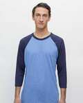 los angeles apparel ff53 usa-made three quarter sleeve raglan baseball t-shirt Front Thumbnail