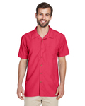Harriton M560 Men's Barbados Textured Camp Shirt Back Thumbnail