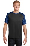 sport-tek st371 camohex colorblock tee Front Thumbnail