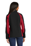 Sport-Tek LST970 Ladies Colorblock Soft Shell Jacket Back Thumbnail