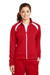 sport-tek lst90 ladies tricot track jacket Front Thumbnail