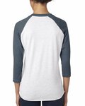 Next Level 6051 Unisex Tri-Blend 3/4-Sleeve Raglan T-Shirt Back Thumbnail