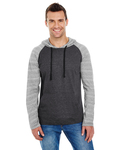 Burnside B8127 Adult Raglan Sleeve Striped Jersey Hooded T-Shirt Front Thumbnail