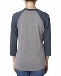Next Level 6051 Unisex Tri-Blend 3/4-Sleeve Raglan T-Shirt Back Thumbnail