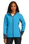 port authority l319 ladies vertical hooded soft shell jacket Front Thumbnail