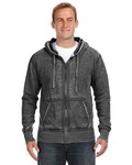 j america ja8916 adult vintage zen full-zip fleece hooded sweatshirt Back Thumbnail