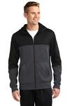 sport-tek st245 tech fleece colorblock full-zip hooded jacket Front Thumbnail