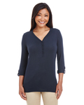 Devon & Jones DP186W Ladies' Perfect Fit™ Y-Placket Convertible Sleeve Knit Top Front Thumbnail
