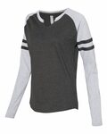 LAT 3534 Women's Fine Jersey Mash Up Long Sleeve T-Shirt Side Thumbnail