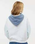 mv sport w23716 women's sueded fleece colorblocked crop hooded sweatshirt Back Thumbnail