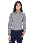 harriton m500w ladies' easy blend™ long-sleeve twill shirt with stain-release Back Thumbnail