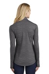 sport-tek lst855 ladies sport-wick ® stretch reflective heather 1/2-zip pullover Back Thumbnail