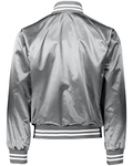 Augusta Sportswear 3610 Satin Baseball Jacket/Striped Trim Back Thumbnail