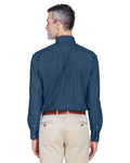 harriton m550t men's tall 6.5 oz. long-sleeve denim shirt Back Thumbnail