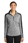 sport-tek lst397 ladies posicharge ® electric heather colorblock 1/4-zip pullover Front Thumbnail