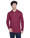 ultraclub 8532 adult long-sleeve classic piqué polo Back Thumbnail