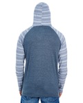 Burnside B8127 Adult Raglan Sleeve Striped Jersey Hooded T-Shirt Back Thumbnail