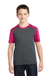 sport-tek yst371 youth camohex colorblock tee Front Thumbnail
