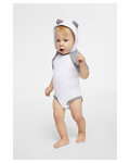 Rabbit Skins 4417 Fine Jersey Infant Short Sleeve Raglan Bodysuit with Hood & Ears Front Thumbnail