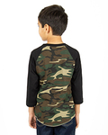 shaka wear shragcy youth 6 oz., 3/4-sleeve camo raglan t-shirt Back Thumbnail