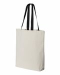 q-tees q4400 11l canvas tote with contrast-color handles Side Thumbnail