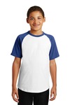 sport-tek yt201 youth short sleeve colorblock raglan jersey Front Thumbnail