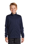 sport-tek yst94 youth tricot track jacket Front Thumbnail