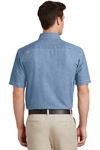 port & company sp11 short sleeve value denim shirt Back Thumbnail