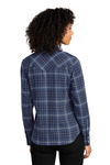 port authority lw672 ladies long sleeve ombre plaid shirt Back Thumbnail