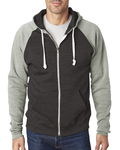 j america ja8874 adult triblend colorblock full-zip fleece hood Front Thumbnail