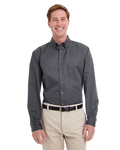 harriton m581 men's foundation 100% cotton long-sleeve twill shirt with teflon™ Front Thumbnail