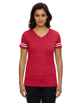 LAT 3537 Women's Football V-Neck Fine Jersey Tee Front Thumbnail