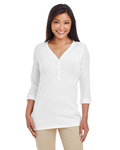 devon & jones dp186w ladies' perfect fit™ y-placket convertible sleeve knit top Front Thumbnail