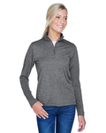 UltraClub 8618W Ladies' Cool & Dry Heathered Performance Quarter-Zip Side Thumbnail