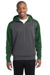 sport-tek st249 tech fleece colorblock 1/4-zip hooded sweatshirt Front Thumbnail