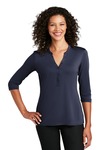 port authority lk750 ladies uv choice pique henley Front Thumbnail