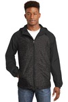 sport-tek jst40 heather colorblock raglan hooded wind jacket Front Thumbnail