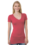 Bayside BA3407 Junior's 4.2 oz., Fine Jersey V-Neck T-Shirt Front Thumbnail