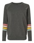 mv sport w23152 women's striped sleeves crewneck sweatshirt Front Thumbnail