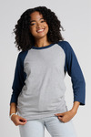 Jerzees J560R Unisex Premium Blend Combed Ring Spun 3/4-Sleeve Raglan Front Thumbnail