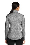 sport-tek lst397 ladies posicharge ® electric heather colorblock 1/4-zip pullover Back Thumbnail